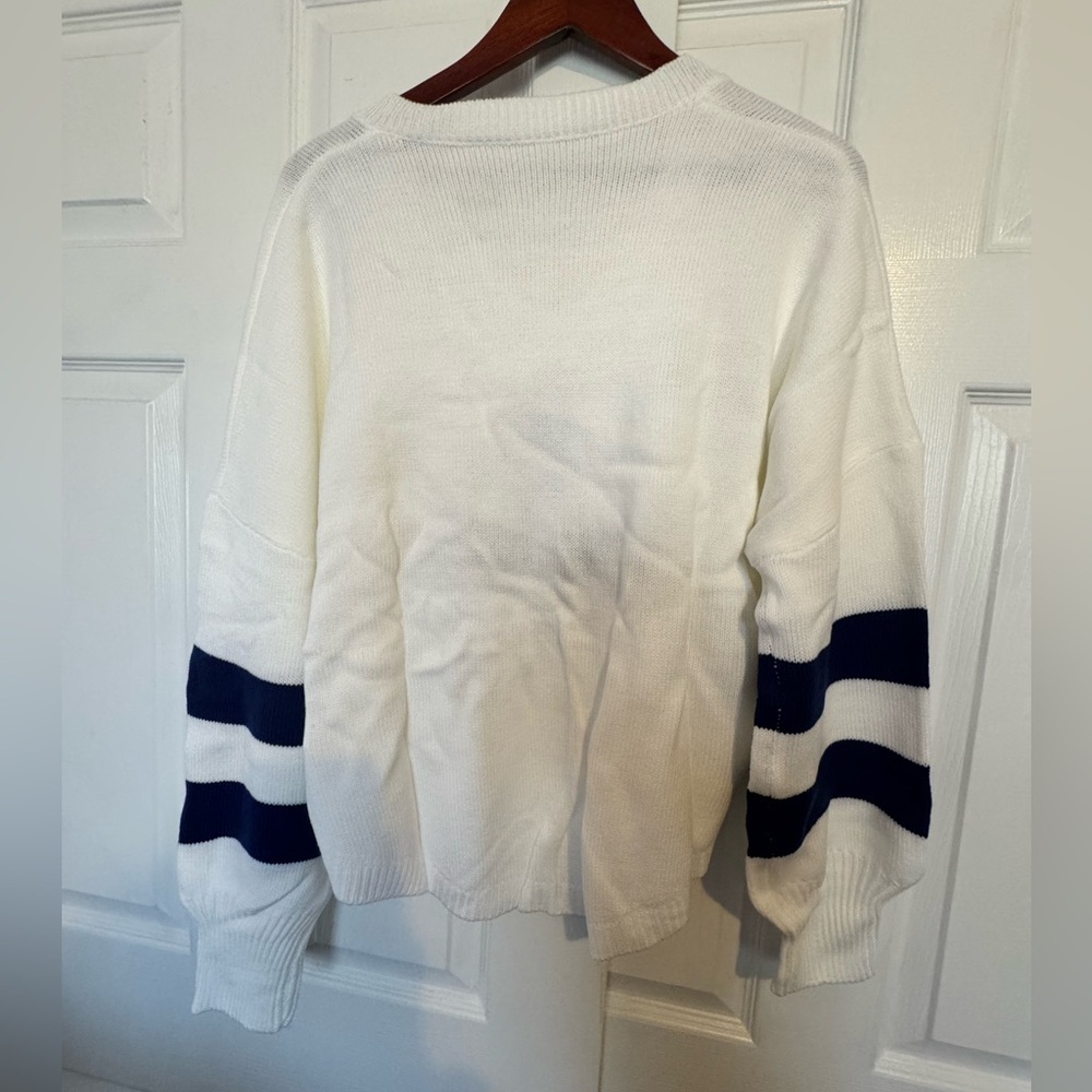 Nautical White and Navy Sweater - Picture 3 of 6